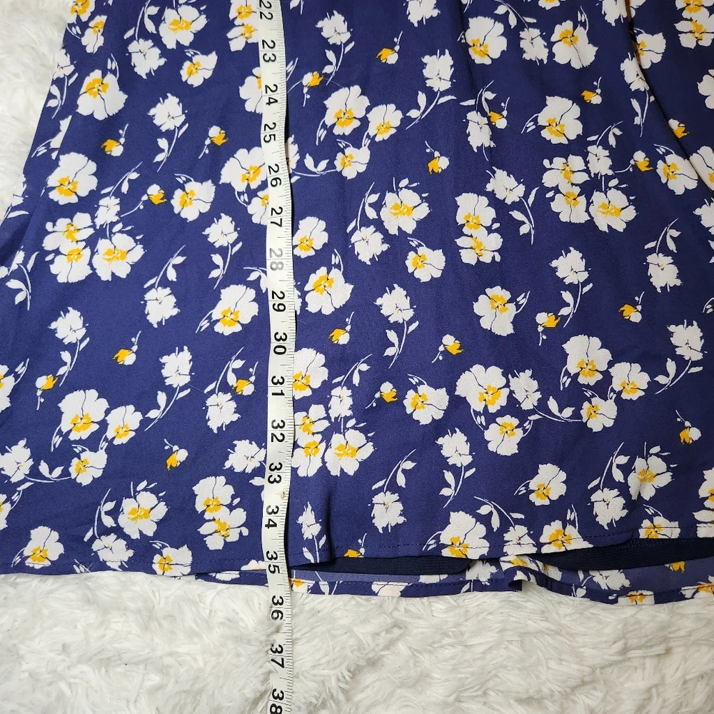 Collective Concepts Blue Floral Balloon Sleeve Dress